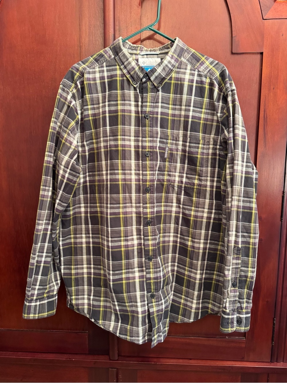 Columbia Plaid Hiking Outdoor Button Up Shirt XL
